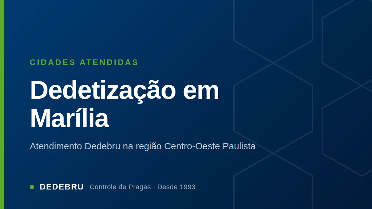 Arte com o texto Dedetização em Marília sobre fundo azul institucional da Dedebru